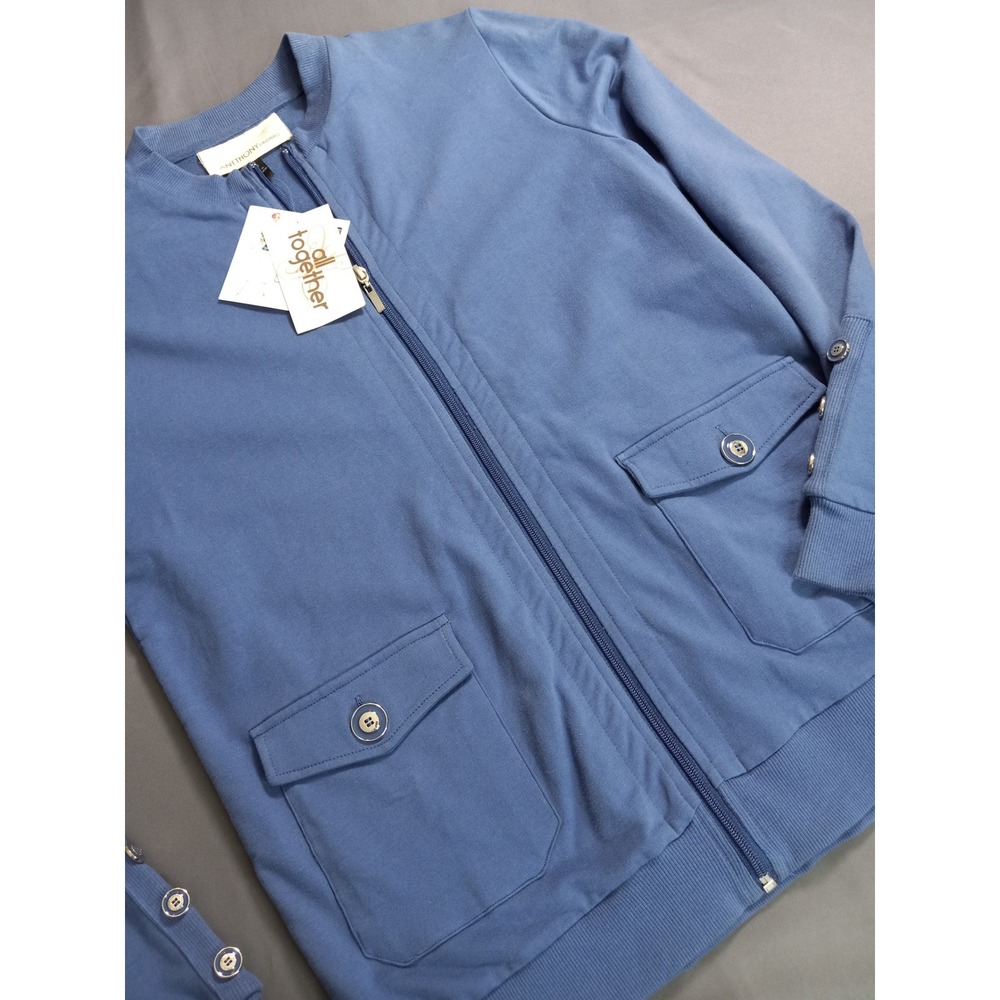 NWT Antthony‎ Originals All Together Women Blue Zip Front Bomber Jacket XS